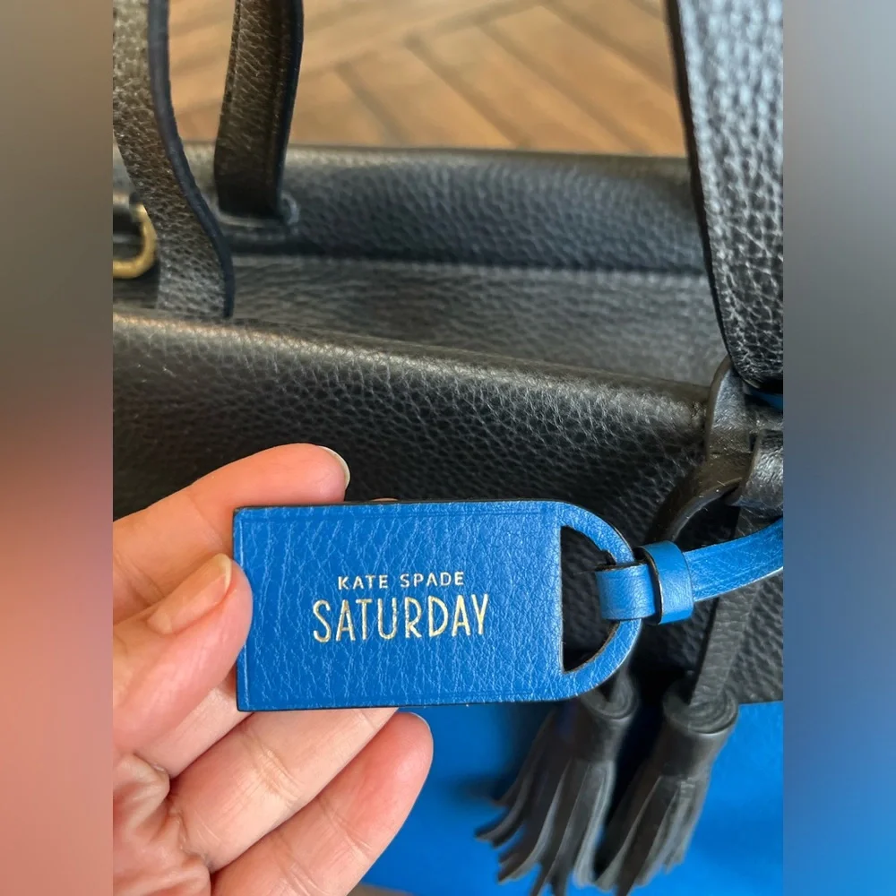 kate spade Blue, Black & White Leather Top-Handle Satchel - Picture 6 of 15